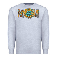 Heather Grey Western Mom With Gemstone And Sunflower Premium Sweatshirt - BundleAndBundleShop