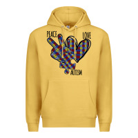 Antique Gold Peace Love Autism Premium Hoodie - Bettercallsaul