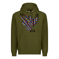 Army Green Peace Love Autism Premium Hoodie - Bettercallsaul