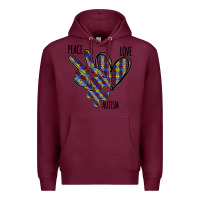 Burgundy Peace Love Autism Premium Hoodie - Bettercallsaul