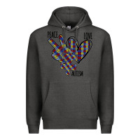 Charcoal Heather Peace Love Autism Premium Hoodie - Bettercallsaul
