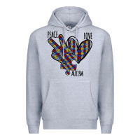 Heather Grey Peace Love Autism Premium Hoodie - Bettercallsaul