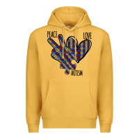 Mustard Peace Love Autism Premium Hoodie - Bettercallsaul