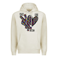 Oatmeal Heather Peace Love Autism Premium Hoodie - Bettercallsaul