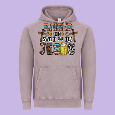Raised On Sweet And Tea Jesus Vintage Hoodie Designed By Cowhidedigitalart