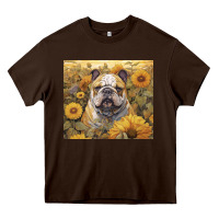 Chocolate Brown bulldog Heavy Core Tee - Unal Design