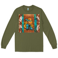 Army Green cowboy boots turquoise aztec cowhide Long Sleeve Tee - Artiststas