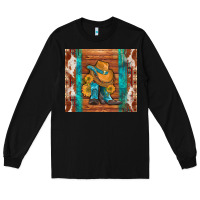 Black cowboy boots turquoise aztec cowhide Long Sleeve Tee - Artiststas