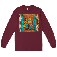 Burgundy cowboy boots turquoise aztec cowhide Long Sleeve Tee - Artiststas