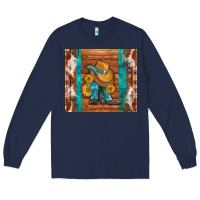 Navy cowboy boots turquoise aztec cowhide Long Sleeve Tee - Artiststas