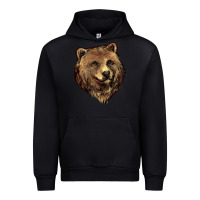Foreset Green Grizzly Bear Head Urban Hoodie - HowdyJamesFarm