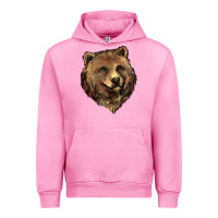 Fuchsia Pink Grizzly Bear Head Urban Hoodie - HowdyJamesFarm