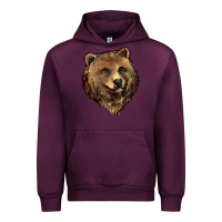 Mauve Wine Grizzly Bear Head Urban Hoodie - HowdyJamesFarm