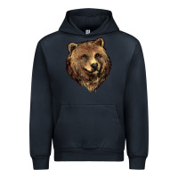 Navy Grizzly Bear Head Urban Hoodie - HowdyJamesFarm