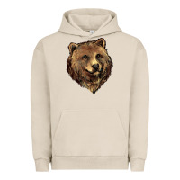 Pigment French Oak Grizzly Bear Head Urban Hoodie - HowdyJamesFarm