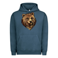 Pigment Midnight Navy Grizzly Bear Head Urban Hoodie - HowdyJamesFarm