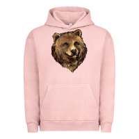 Pigment Salmon Grizzly Bear Head Urban Hoodie - HowdyJamesFarm