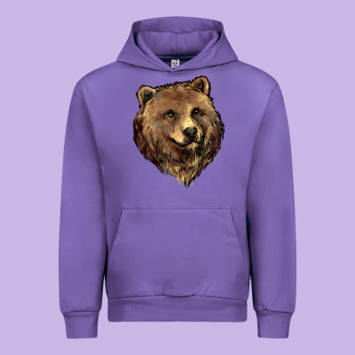 Grizzly Bear Head Urban Hoodie Designed By Howdyjamesfarm