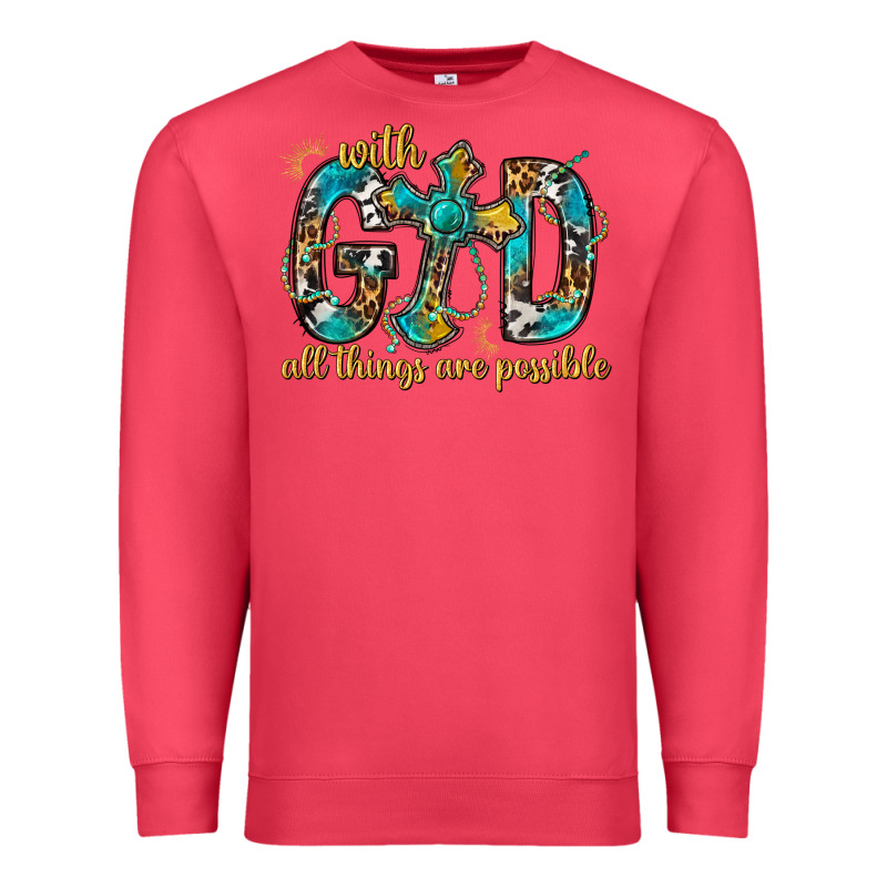 With God All Things Are Possible With Cross Premium Sweatshirt by BundleAndBundleShop | Teevron