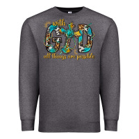 Charcoal Heather With God All Things Are Possible With Cross Premium Sweatshirt - BundleAndBundleShop