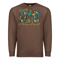 Chestnut With God All Things Are Possible With Cross Premium Sweatshirt - BundleAndBundleShop