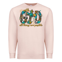 Pale Pink With God All Things Are Possible With Cross Premium Sweatshirt - BundleAndBundleShop
