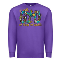 Purple With God All Things Are Possible With Cross Premium Sweatshirt - BundleAndBundleShop
