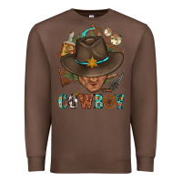 Chestnut Western Cowboy Portrait With Cactus Premium Sweatshirt - BundleAndBundleShop