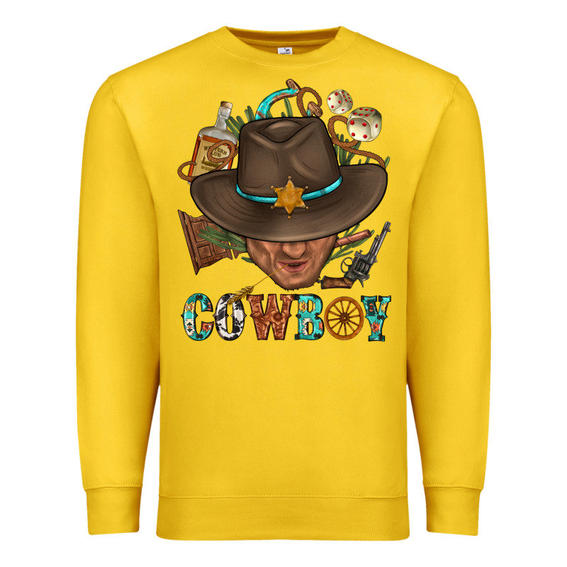Western Cowboy Portrait With Cactus Premium Sweatshirt by BundleAndBundleShop | Teevron