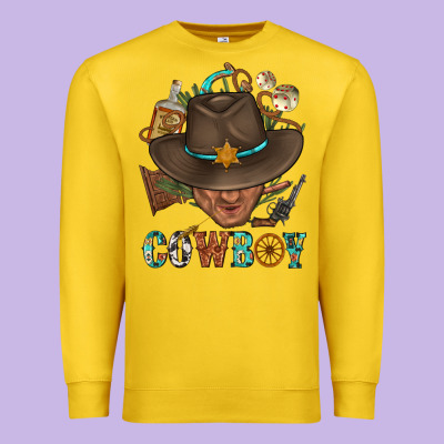 Western Cowboy Portrait With Cactus Premium Sweatshirt Designed By Bundleandbundleshop