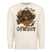 Sandshell Western Cowboy Portrait With Cactus Premium Sweatshirt - BundleAndBundleShop