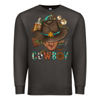 Smoke Western Cowboy Portrait With Cactus Premium Sweatshirt - BundleAndBundleShop