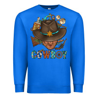True Royal Western Cowboy Portrait With Cactus Premium Sweatshirt - BundleAndBundleShop