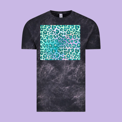 Turquoise Leopard Glitter Vintage Tee Designed By Jahusdesignshop
