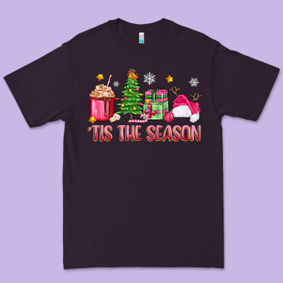 'tis The Season Pink Christmas Premium Tee Designed By Zillion Design Studio