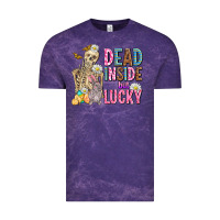 Cloud Purple easter dead inside but lucky  with skeleton Vintage Tee - AdoDesignShop