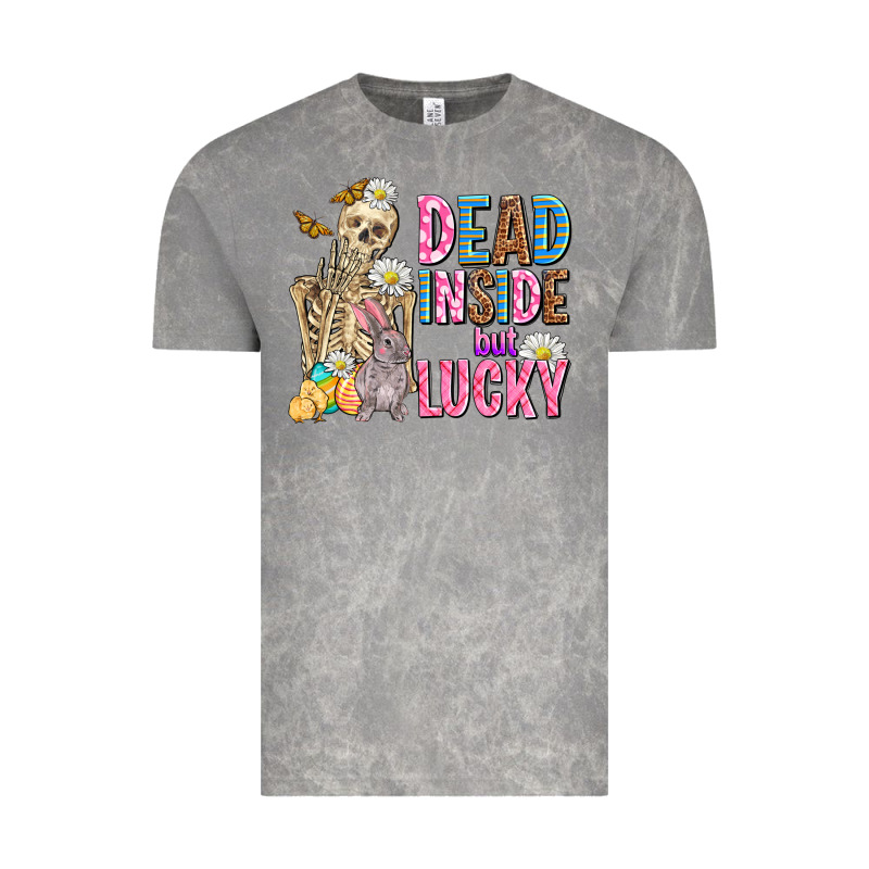 Easter Dead Inside But Lucky  With Skeleton Vintage Tee by AdoDesignShop | Teevron