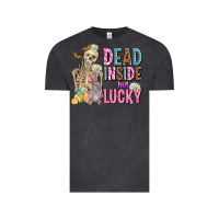 Vintage Black easter dead inside but lucky  with skeleton Vintage Tee - AdoDesignShop