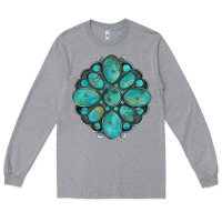 Heather Grey turquoise gemstone Long Sleeve Tee - Artiststas