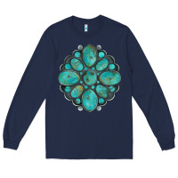 Navy turquoise gemstone Long Sleeve Tee - Artiststas