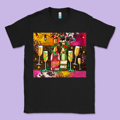 Christmas Champagne Bottles And Classic Tee Designed By Adodesignshop