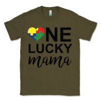 Army Green one lucky mama Classic Tee - CowhideDigitalArt