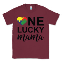 Burgundy one lucky mama Classic Tee - CowhideDigitalArt