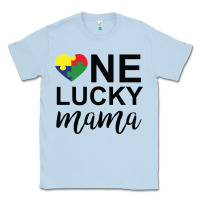 Dusty Blue one lucky mama Classic Tee - CowhideDigitalArt