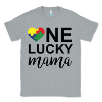 Heather Grey one lucky mama Classic Tee - CowhideDigitalArt