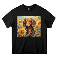 Black dachshund Heavy Core Tee - Unal Design