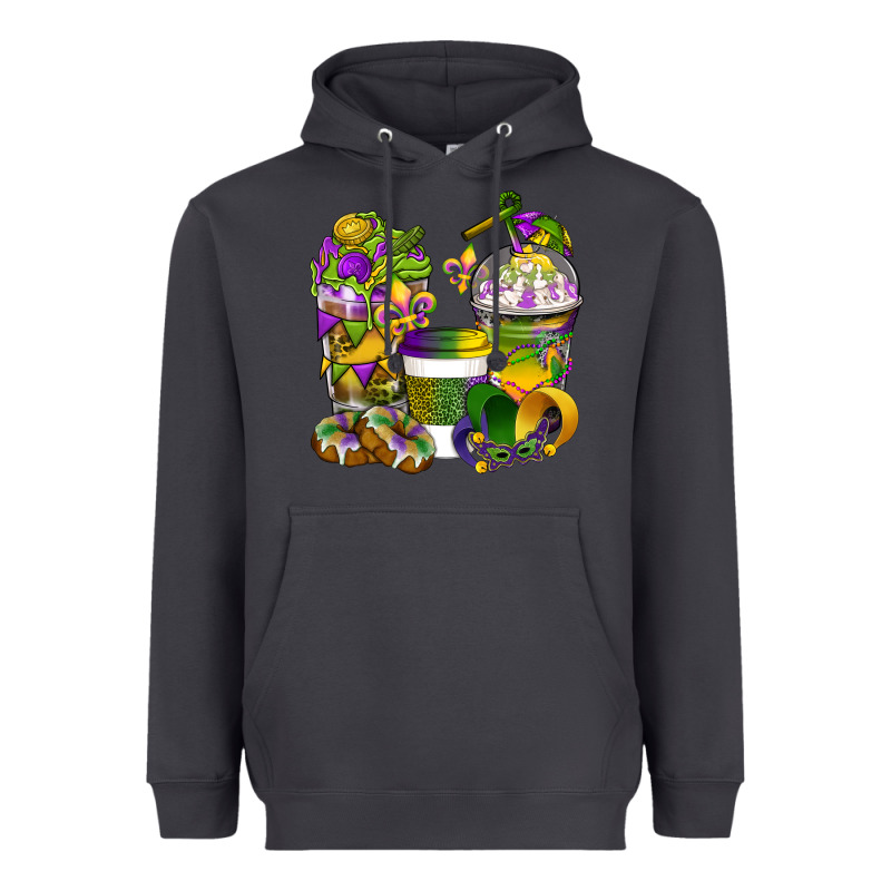 Mardi Gras Coffee Cups Heavyweight Hoodie by BundleAndBundleShop | Teevron
