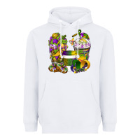 White Mardi Gras Coffee Cups Heavyweight Hoodie - BundleAndBundleShop