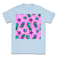 Dusty Blue summer ocean seamless pattern Classic Tee - BundleAndBundleShop