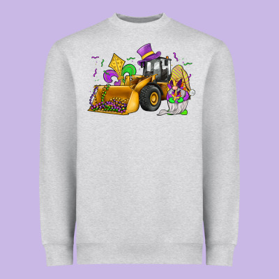 Mardi Gras Gnome Bulldozer Heavyweight Sweatshirt Designed By Jahusdesignshop